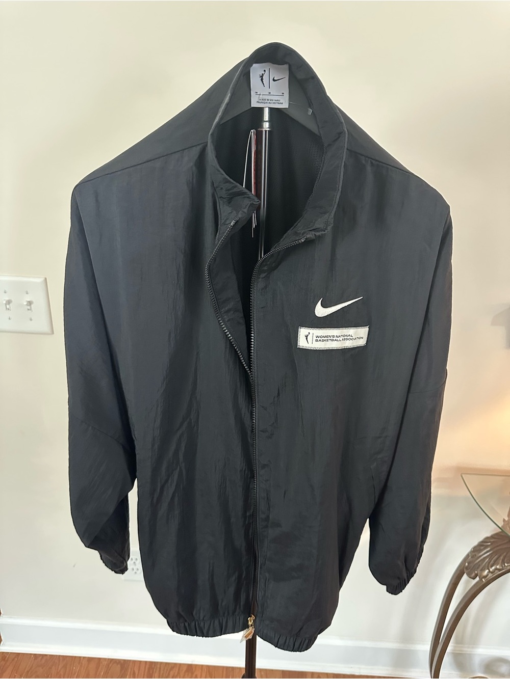 Unisex WNBA Nike Black Essential Oversized Woven Full-Zip Jacket